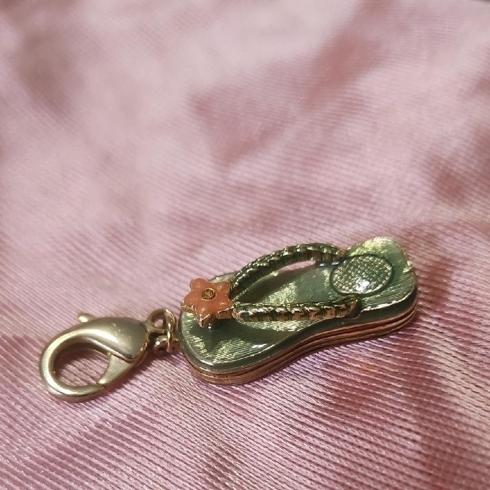 Monet Gold and Green Flip Flop Charm